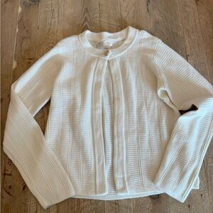 New Cyrus Cream Ribbed Knit Cardigan Sweater Single Button L